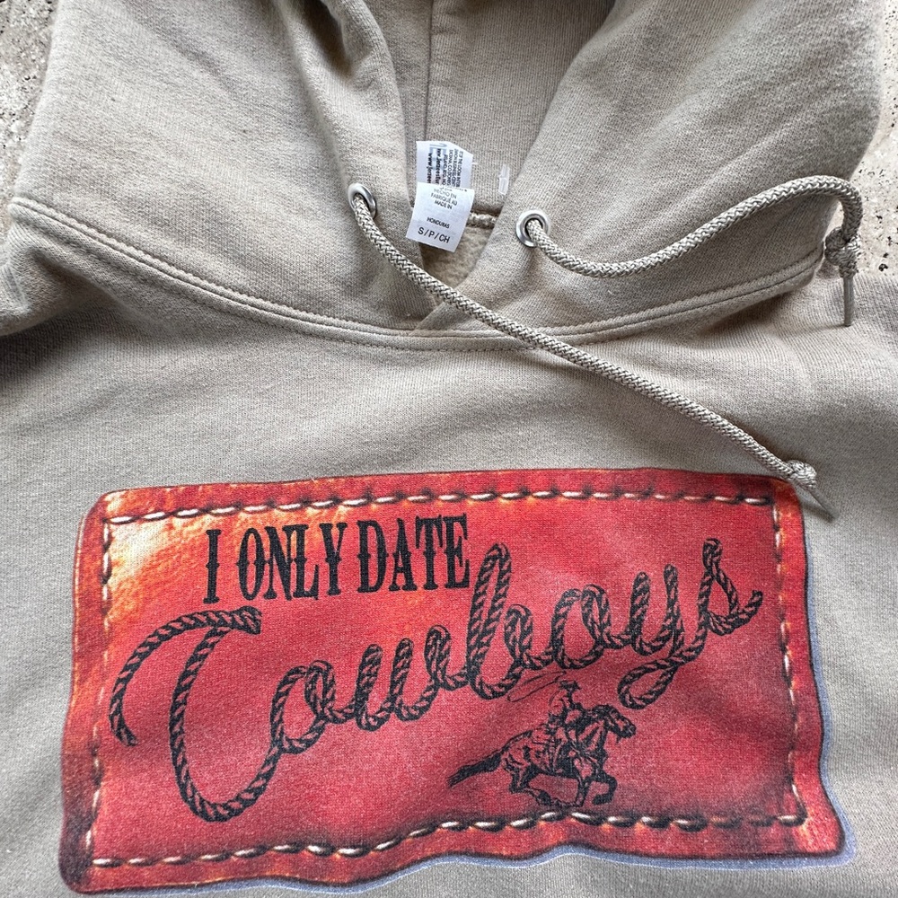 I Only Date Cowboys Hoodie Cream Small